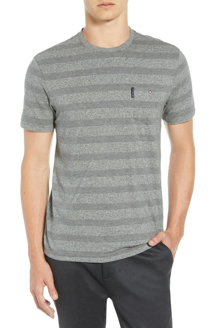 Men's Ben Sherman Heathered Stripe Cotton Pocket T-shirt, Size - Grey
