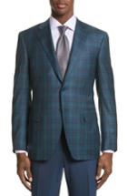 Men's Canali Classic Fit Plaid Wool Sport Coat Us / 48 Eur - Green