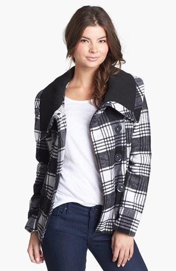 Dollhouse Double Breasted Plaid Coat (juniors) (online Only)