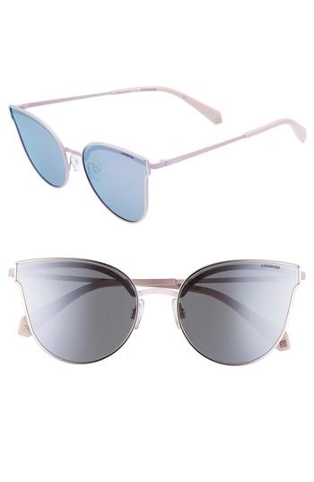 Women's Polaroid 58mm Polarized Butterfly Sunglasses - Light Gold