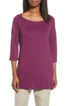 Women's Eileen Fisher Bateau Neck Organic Linen Tunic - Purple