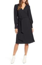 Petite Women's Halogen Wrap Dress, Size P - Black