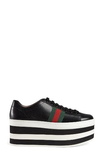 Women's Gucci Peggy Flatform Sneaker Us / 36eu - Black
