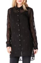 Women's Michael Stars Star Embroidered Button-up Shirt