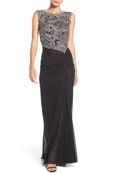 Women's Tadashi Shoji Lace & Mesh Gown