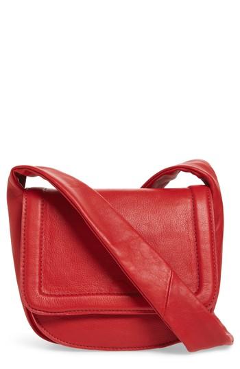 Topshop Jasmine Leather Saddle Bag - Red