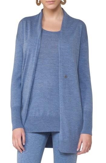 Women's Akris Punto Long Wool Cardigan - Blue