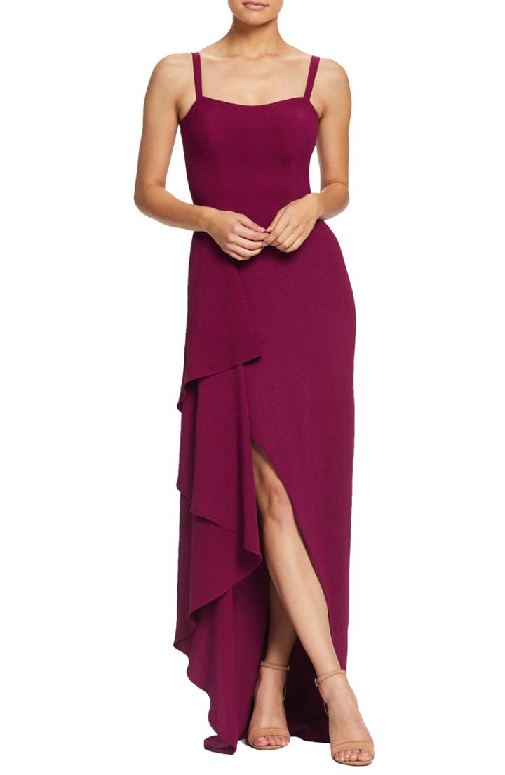 Women's Dress The Population Cora Sleeveless Waterfall Crepe Gown, Size - Pink