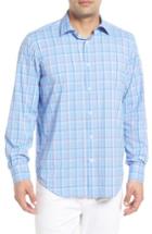 Men's Bugatchi Classic Fit Check Performance Sport Shirt - Blue