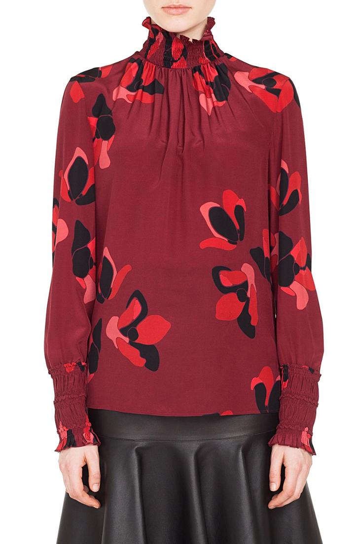 Women's Akris Punto Anemone Print Silk Blouse