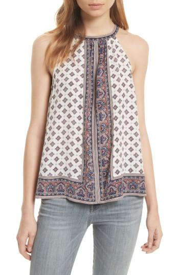 Women's Joie Bradie Border Print Silk Top, Size - White