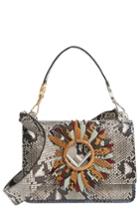 Fendi Kan I Daisy Logo Genuine Python Shoulder Bag - Grey