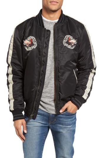 Men's Schott Nyc Nylon Souvenir Flight Jacket - Burgundy