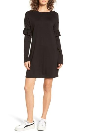 Women's Socialite Ruffle Sleeve Sweater Dress - Black