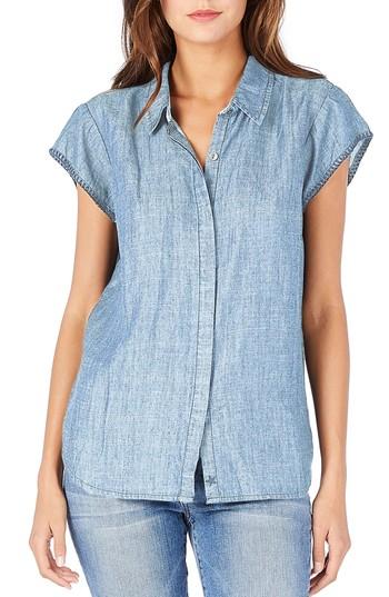 Women's Michael Stars Back Cutout Chambray Top - White