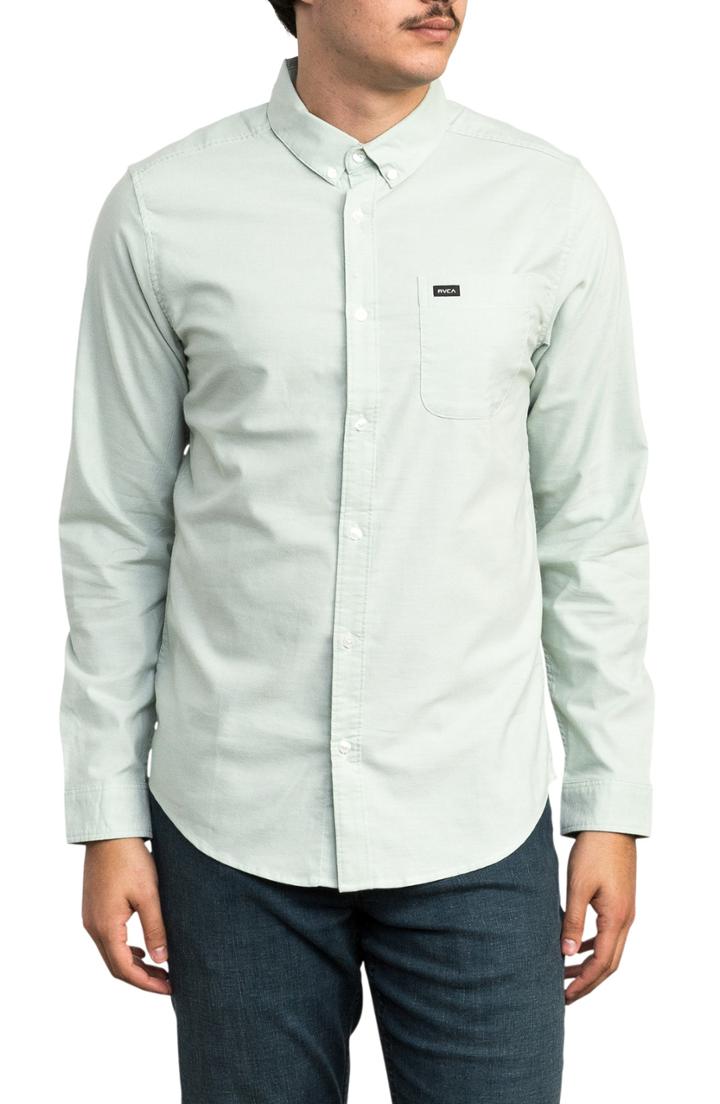 Men's Rvca That'll Do Stretch Woven Shirt, Size - Green