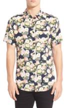 Men's Imperial Motion 'vacay' Floral Print Short Sleeve Woven Shirt - Black