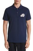 Men's Moncler Dual Logo Polo Shirt - Blue
