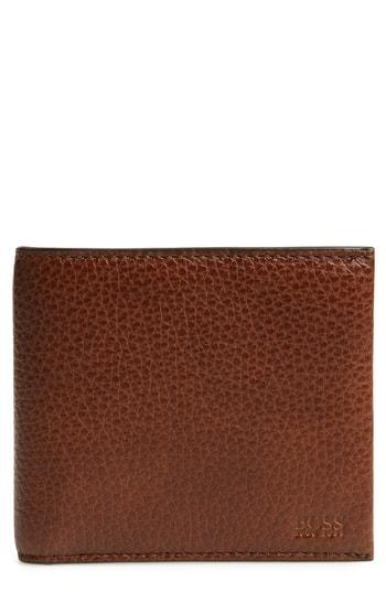 Men's Boss Traveller Leather Wallet - Brown