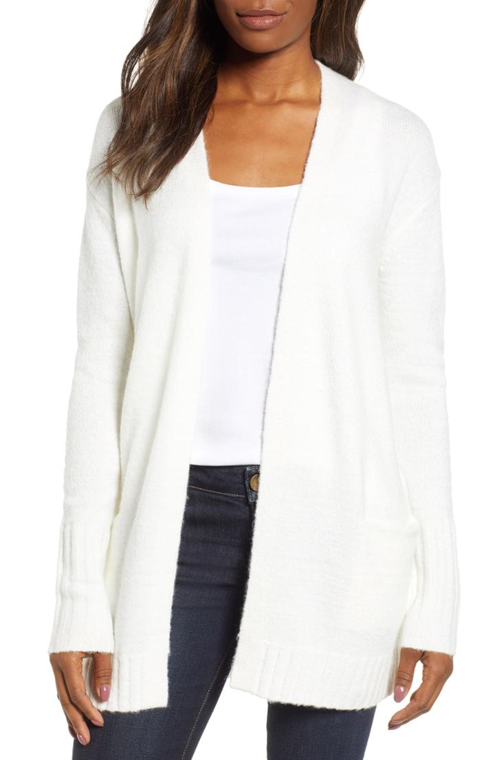 Women's Caslon Open Front Pocket Cardigan - Ivory