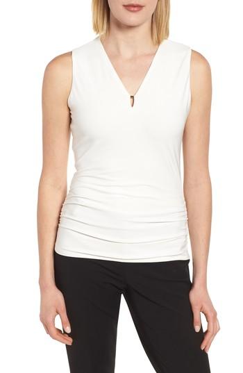 Women's Anne Klein Side Ruched Top, Size - White