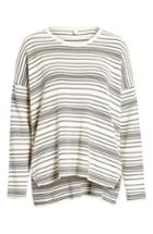 Women's Eileen Fisher Stripe Organic Cotton Sweater, Size - White