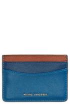 Women's Marc Jacobs Color Block Saffiano Leather Card Case - Blue