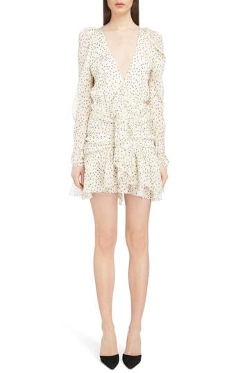 Women's Magda Butrym Ruched Polka Dot Silk Dress Us / 34 Fr - Ivory