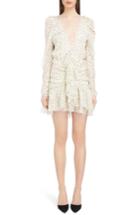 Women's Magda Butrym Ruched Polka Dot Silk Dress Us / 34 Fr - Ivory