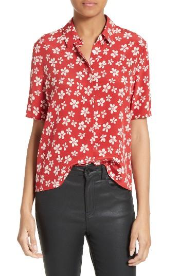 Women's The Kooples Floral Print Silk Shirt - Red