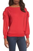 Women's Halogen Ruched Bow Sleeve Top - Red
