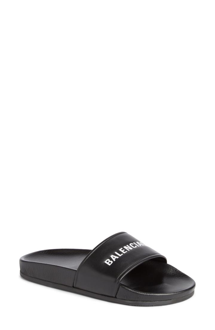 Women's Balenciaga Logo Slide Sandal Us / 37eu - Black