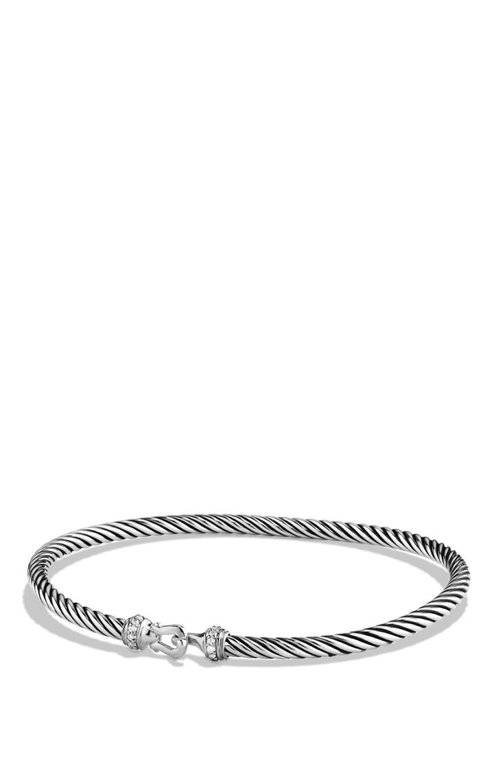 Women's David Yurman Cable Collectibles Buckle Bangle Bracelet With Diamonds, 3mm