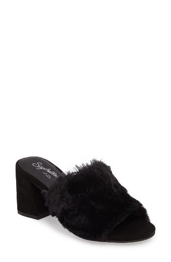 Women's Seychelles Nobody Else Faux Fur Slide Sandal .5 M - Black