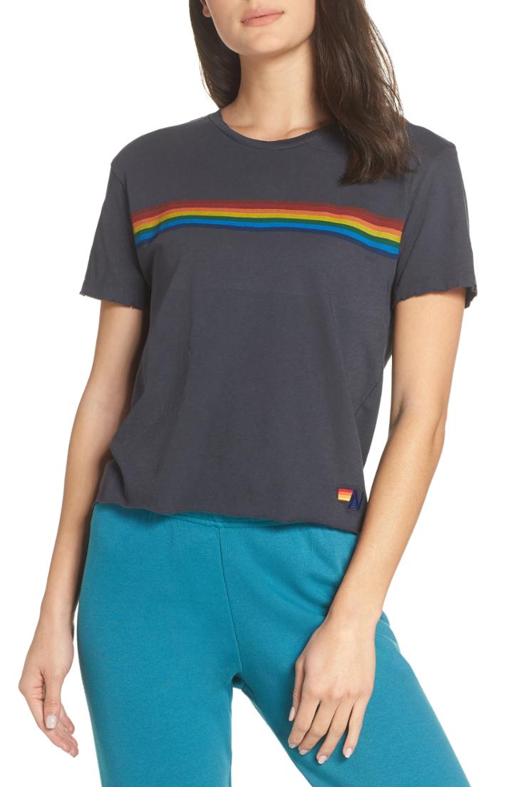 Women's Aviator Nation Rainbow Tee - Black