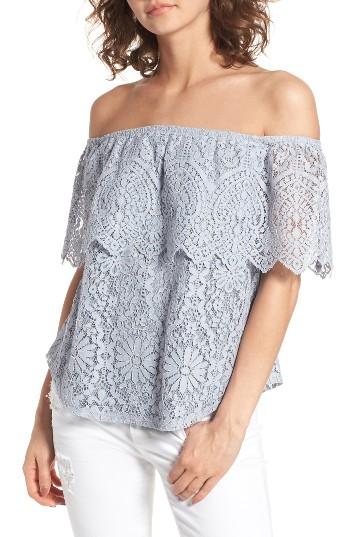 Women's Bp. Lace Off The Shoulder Top, Size - Blue