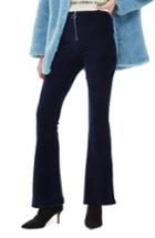 Women's Topshop Zip Flare Corduroy Pants Us (fits Like 0) - Blue