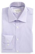 Men's Ted Baker London 'oncore' Trim Fit Micro Stripe Dress Shirt 34/35 - Purple