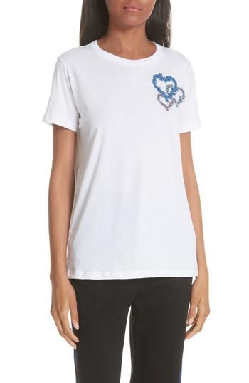Women's Sandro Embroidered Hearts Tee - White