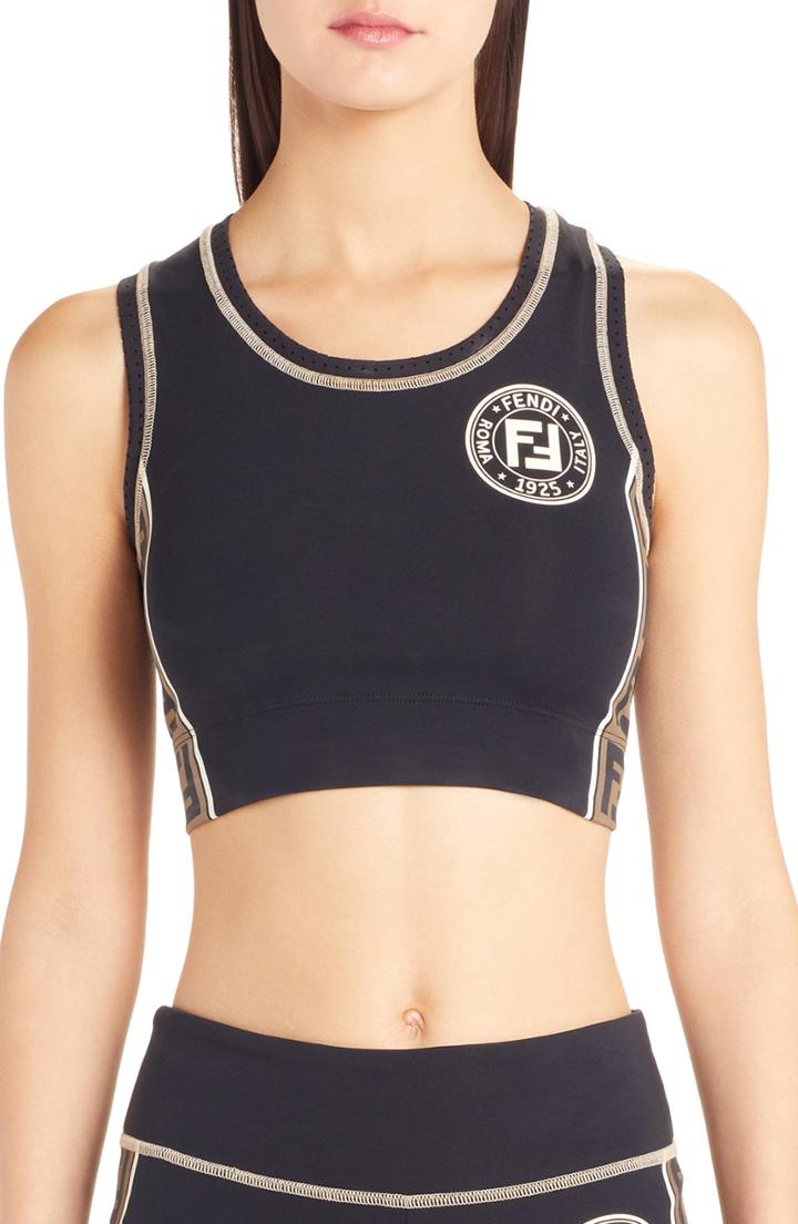 Women's Fendi Logo Side Stripe Sports Bra
