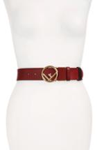 Women's Fendi F Is For Fendi Reversible Leather Belt, Size - Red