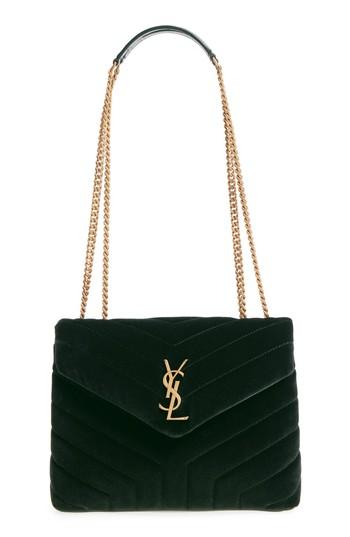 Saint Laurent Small Lou Lou Velvet Shoulder Bag - Green