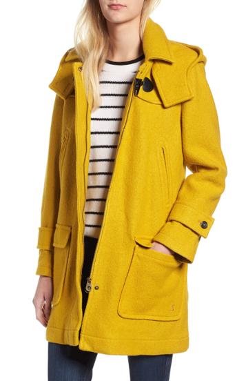 Women's Joules Wool Blend Duffle Coat - Yellow