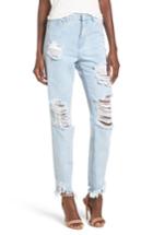 Women's Missguided Destroyed Ankle Straight Leg Jeans Us / 10 Uk Tall - Blue