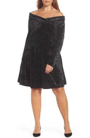 Women's Chelsea28 Off The Shoulder Velvet A-line Dress, Size - Black