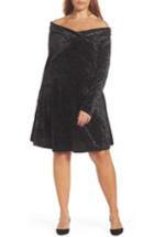 Women's Chelsea28 Off The Shoulder Velvet A-line Dress, Size - Black