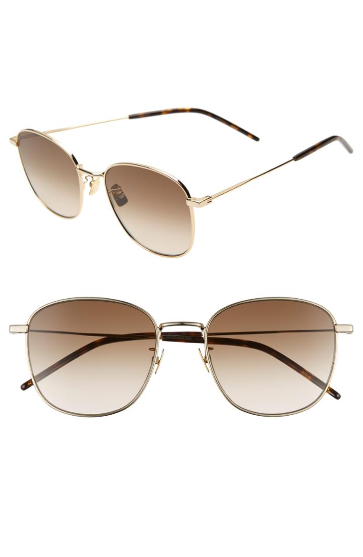 Men's Saint Laurent 56mm Square Sunglasses - Gold