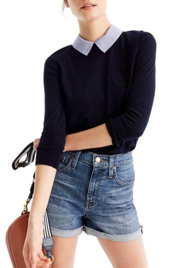 Women's J.crew Collared Tippi Sweater - Blue