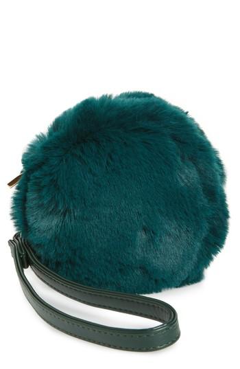 Evelyn K Macaron Faux Fur Wristlet - Green