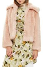 Women's Topshop Claire Faux Fur Coat Us (fits Like 2-4) - Beige